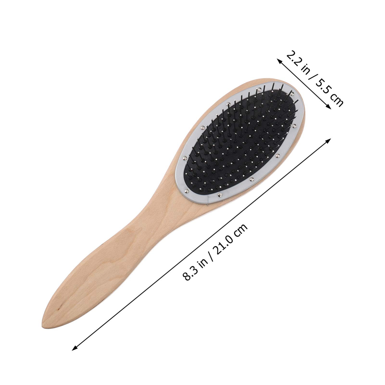 2pcs Wooden Hair Brush with Steel Bristles - Detangling Comb for Smooth Hair Care