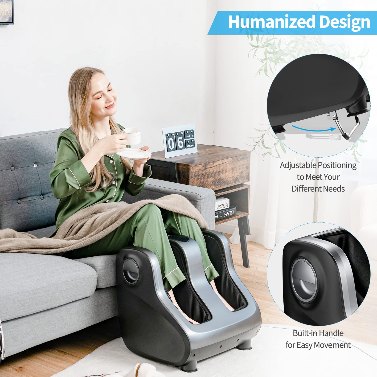 Giantex Electric Shiatsu Foot and Calf Massager with Heat & Kneading - Adjustable Tilt Base, LCD Screen, Remote Control - Relieves Pain, Improves Blood Circulation, Plantar Fasciitis - Perfect for Home, Office Relaxation & Post-Workout Recovery (Gray)
