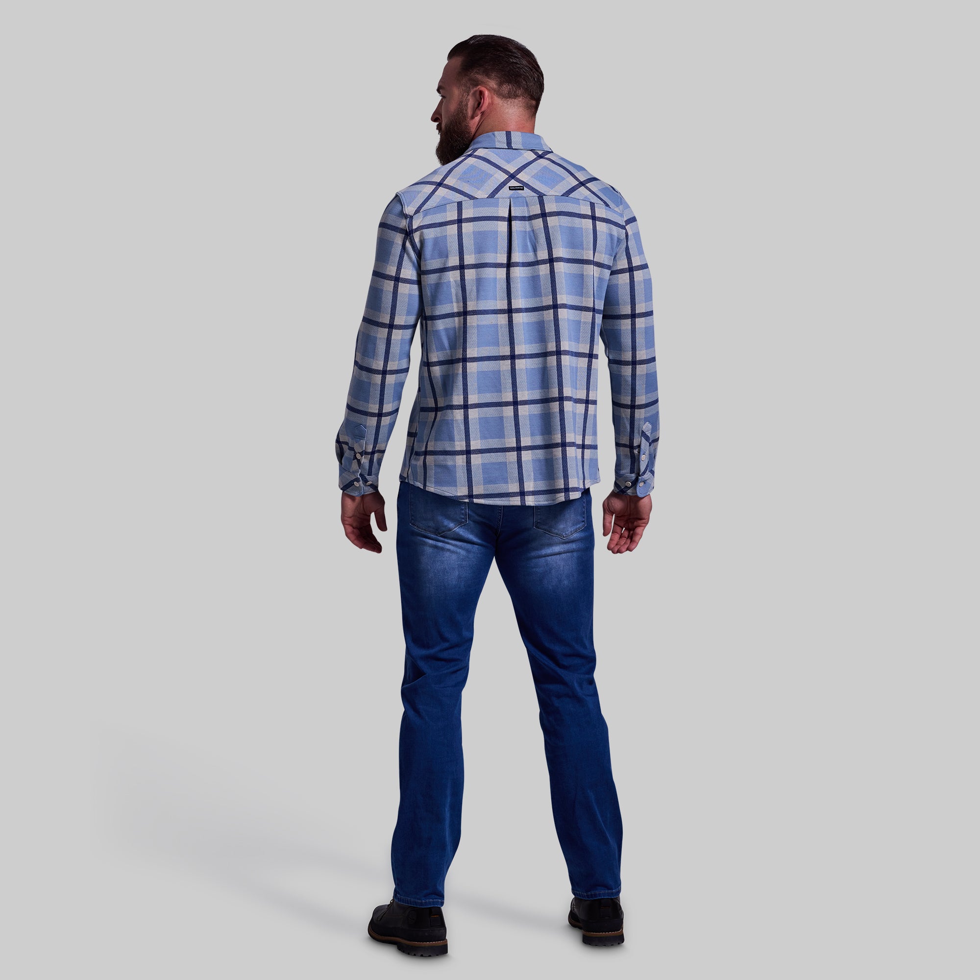 Premium Stretch Flannel Shirt for Men - Comfortable & Durable Woodsman Plaid (Lake Blue) - Ideal for Hiking, Camping & Outdoor Adventures