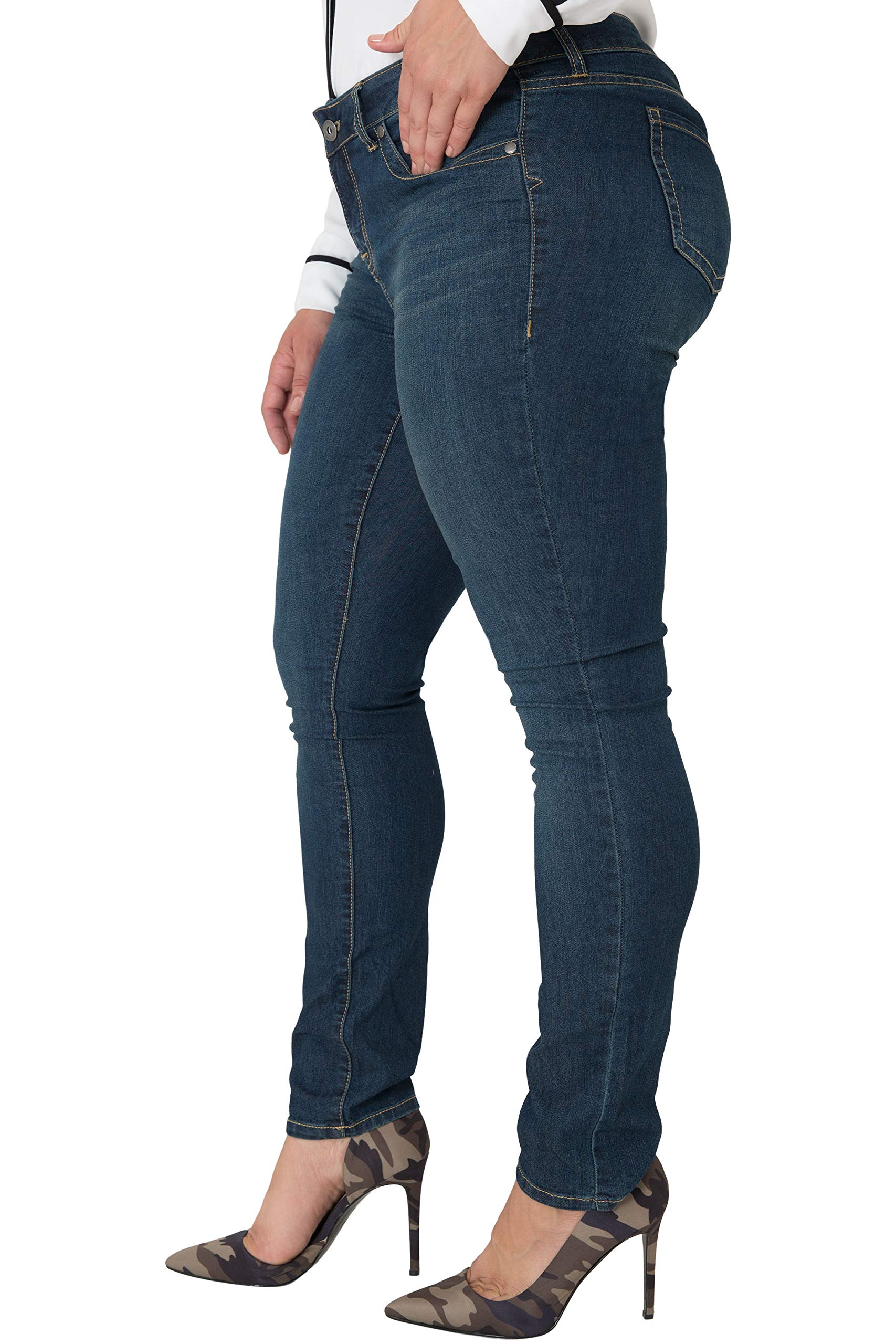 Plus Size Women's Midrise Skinny Jeans - Stretch Denim Pants for Curvy Figures | Perfect for Casual Wear, Office Outfits & Night Out Looks