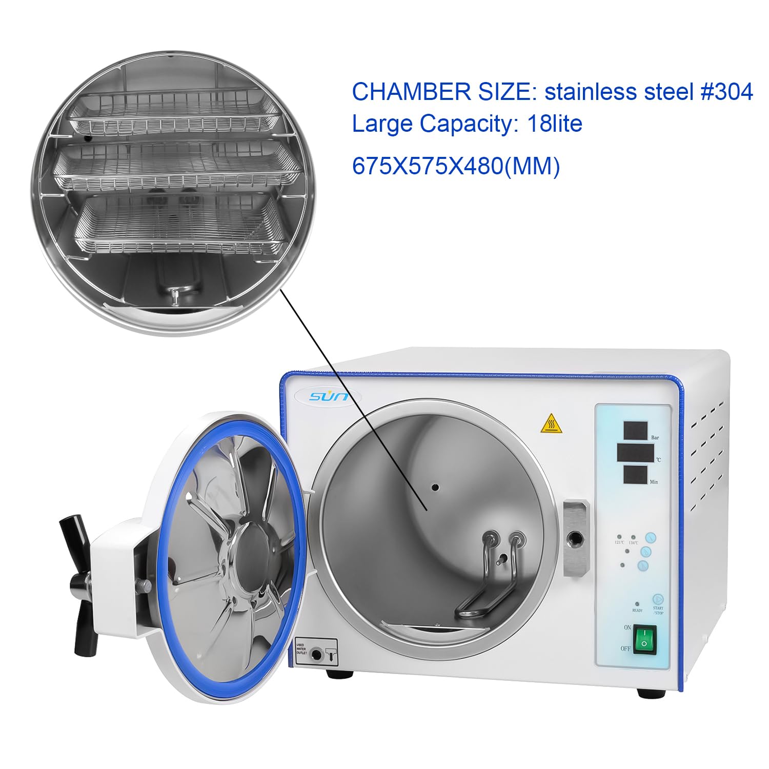 23L Full Automatic Autoclave Vacuum Sterilizer - High Pressure High Temperature Steam Sterilizer (121℃/135℃) with Digital Display & Computer Control for Laboratory Equipment | Perfect for Medical, Dental, and Research Lab Sterilization