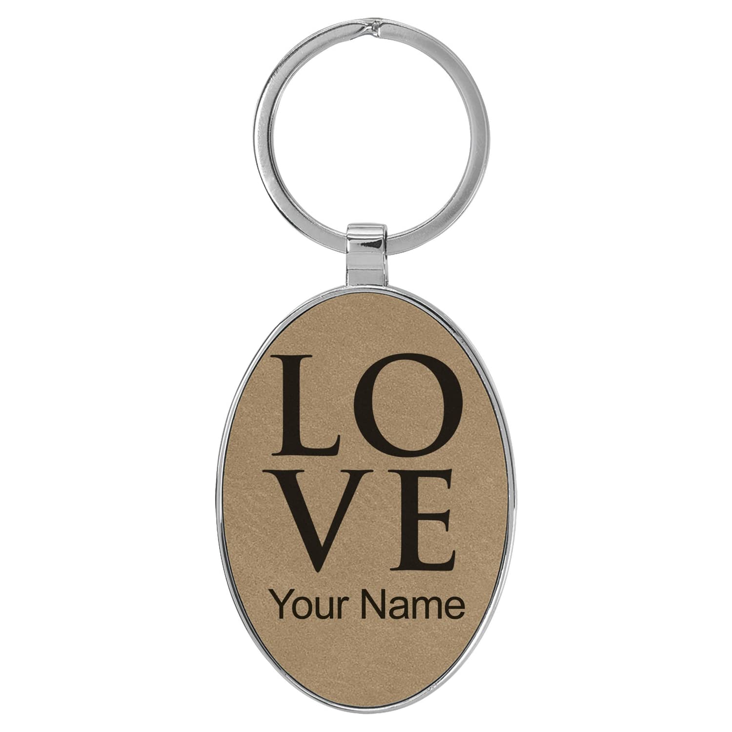 Personalized Engraved LOVE Oval Keychain - Metal Frame Gift for Couples, Friends & Family - Perfect for Anniversaries, Weddings & Special Occasions