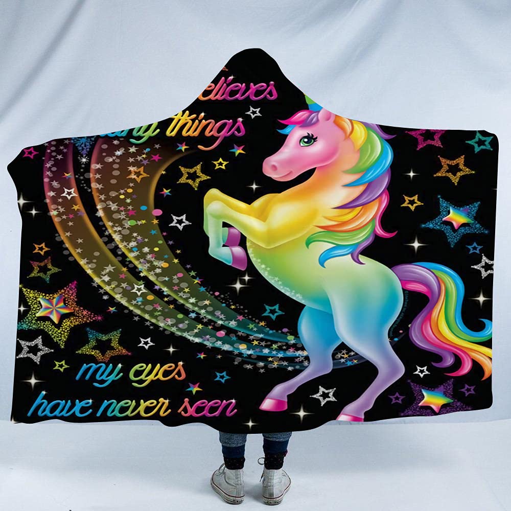 Soft & Warm Galaxy Unicorn Hooded Blanket for Kids & Adults - 50