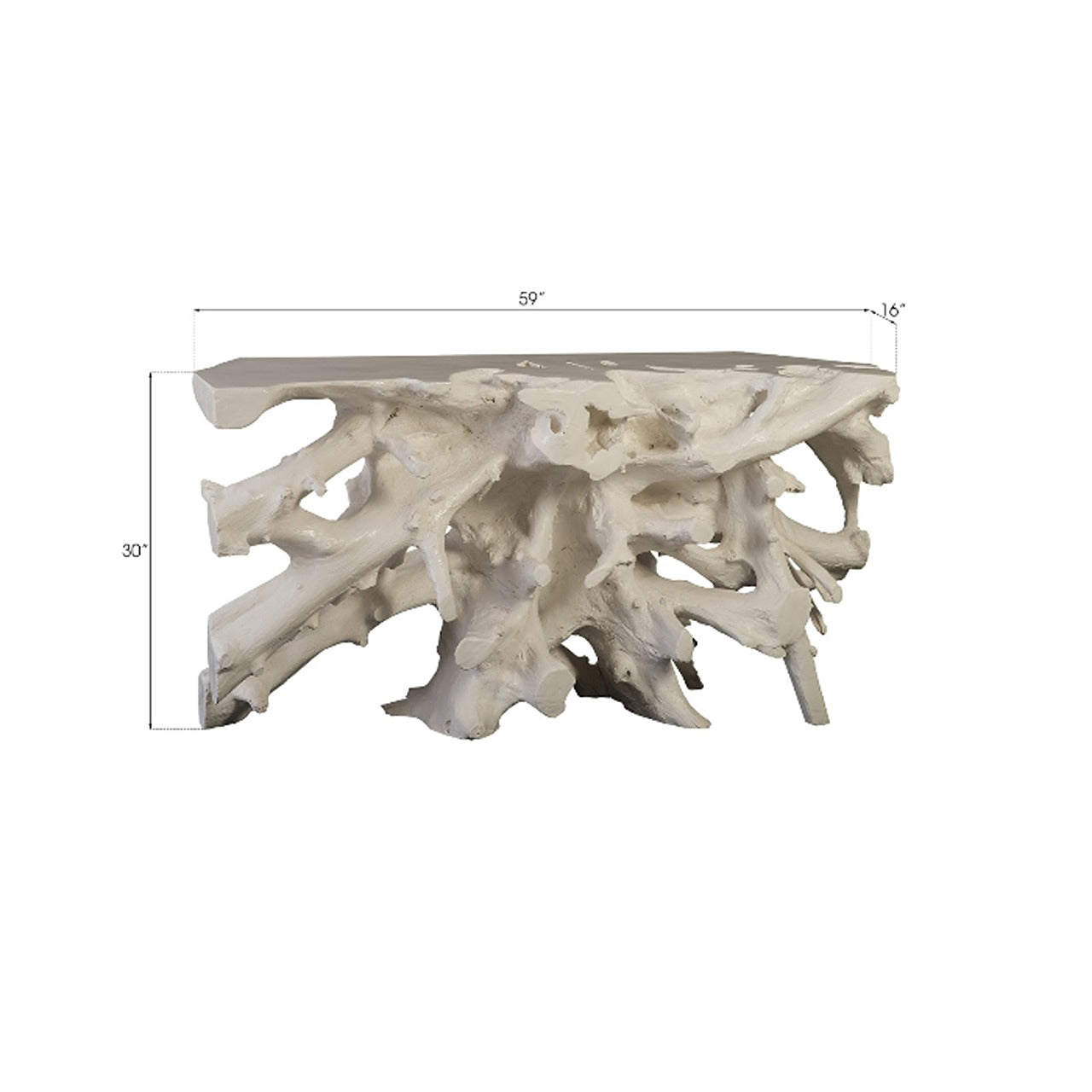 Modern White Console Table with Cast Root Design - Perfect for Entryway, Living Room & Hallway Decor