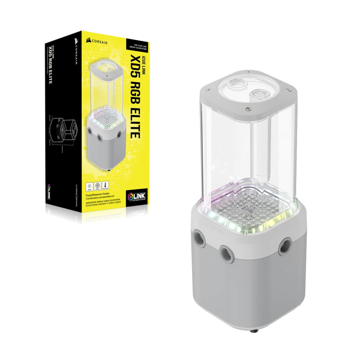Corsair iCUE Link XD5 RGB Elite D5 PWM Pump/Reservoir Combo - White | High-Performance PC Liquid Cooling System for Gaming Rigs & Custom Water Cooling Builds