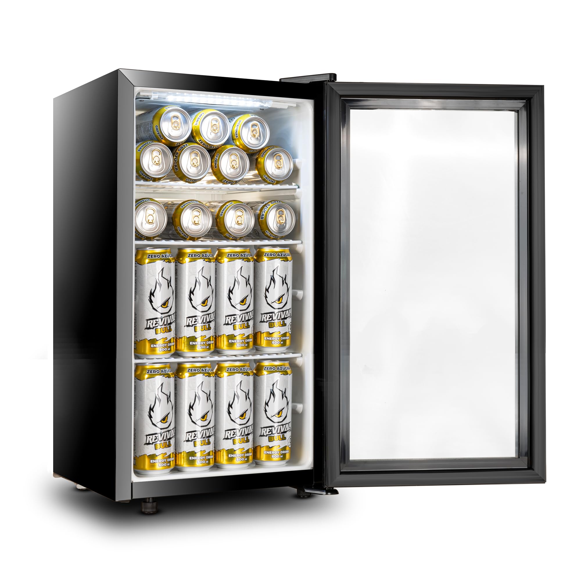 35/52L Mini Fridge for Bedroom - Quiet & Energy Efficient Compact Refrigerator with Glass Door (0-10°C) - Perfect for Drinks, Snacks, Cosmetics, and Small Spaces (68L Capacity)