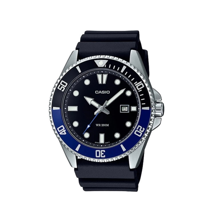 Casio MDV106-1A Duro Dive Watch - 50M Water Resistant, Black & Blue Dial, Resin Strap - Perfect for Scuba Diving, Swimming & Outdoor Adventures