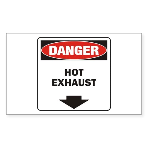 White - Danger Exhaust Rectangle Sticker