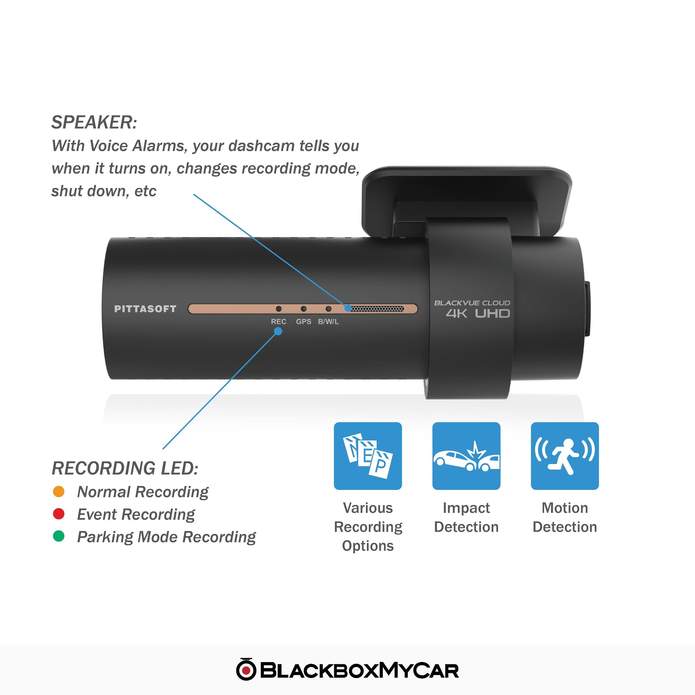 BLACKVUE DR900X-2CH PLUS 64GB 4K UHD Dual Channel Dash Cam with Built-in GPS & WiFi - 64GB SD Card Included for Continuous Recording - Perfect for Truckers, Rideshare Drivers & Fleet Vehicles