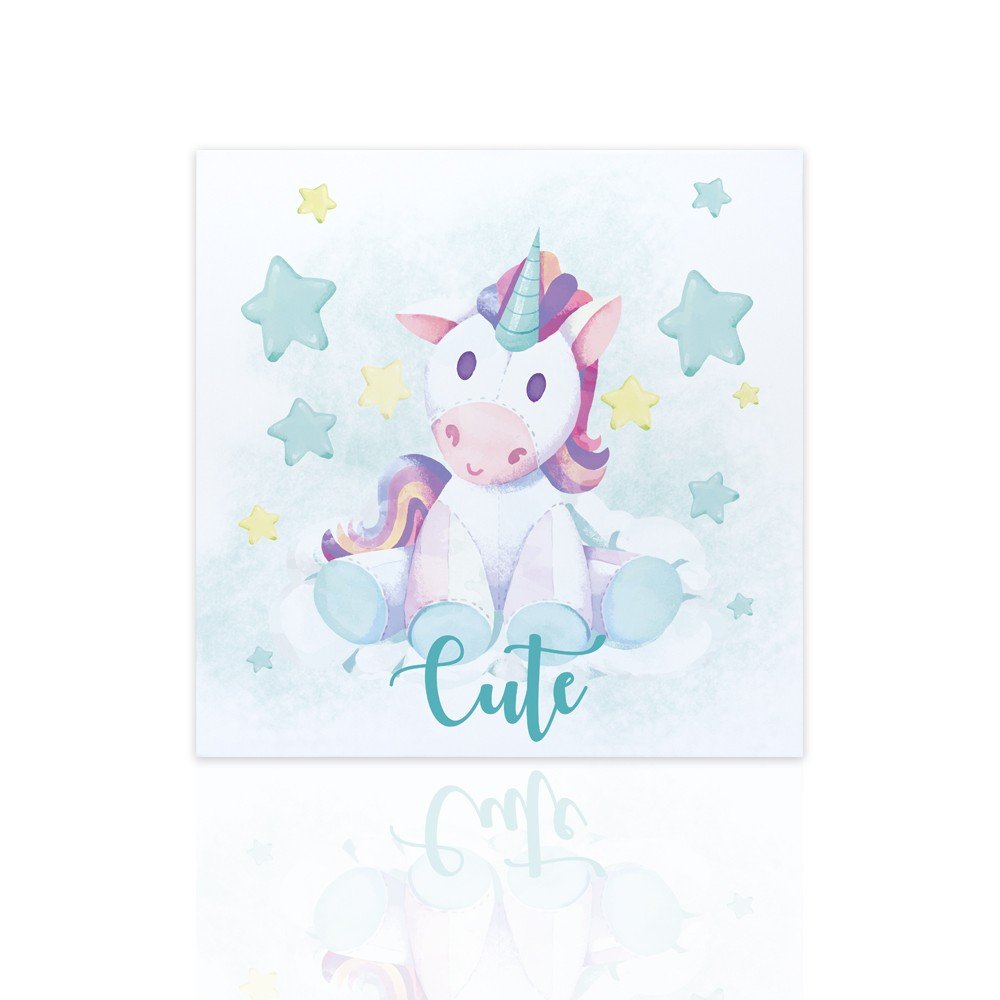 Handmade Unicorn Wooden Frame Canvas Art for Kids Room Decor - Modern Children's Illustration, Baby Shower Gift Idea - Perfect for Nursery, Playroom & Birthday Party Decorations