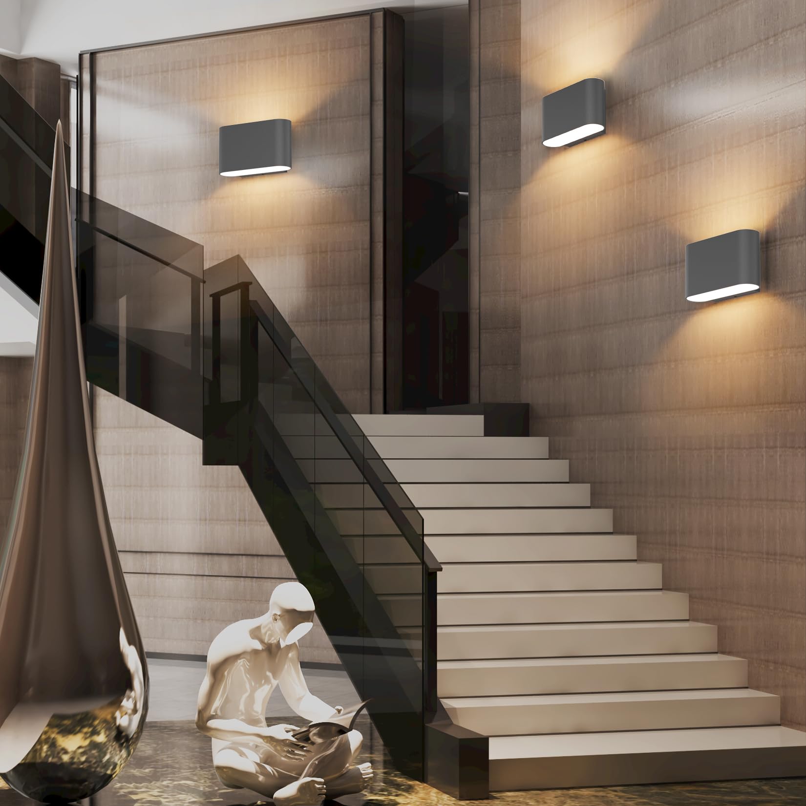 Aipsun Black LED Wall Sconces 1 Pack - Modern Hardwired Up/Down Wall Lights for Living Room, Bedroom, Hallway - Warm White 3000K with G9 Bulbs - Perfect for Ambient Lighting and Home Decor