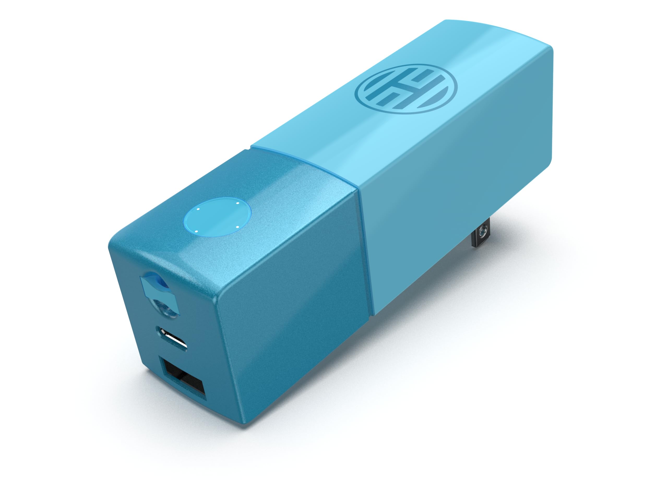 Halo RapidPack 5000AC Wall Charger & Power Bank - Portable Charger with Built-in AC Plug, USB & USB-C Fast Charging for iPhone, Samsung, iPad - Compact Travel Charger TSA Approved - Aqua Blue | Perfect for Air Travel, Camping & Emergency Power Backup