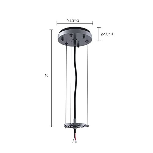 Jesco Lighting AP12C3-MH70/10 Aircraft Cable Suspension Kit with Canopy for 12-Inch Pendant Light Fixture - Perfect for Modern Dining Room, Kitchen Island & Commercial Lighting Installations