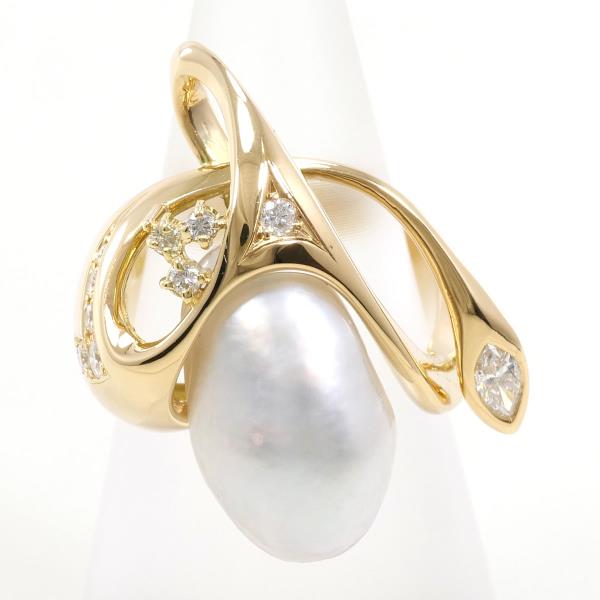 18K Yellow Gold South Sea Pearl & Diamond Ring for Women - Elegant Bridal, Wedding, Anniversary, or Gift Jewelry - Perfect for Special Occasions & Evening Events