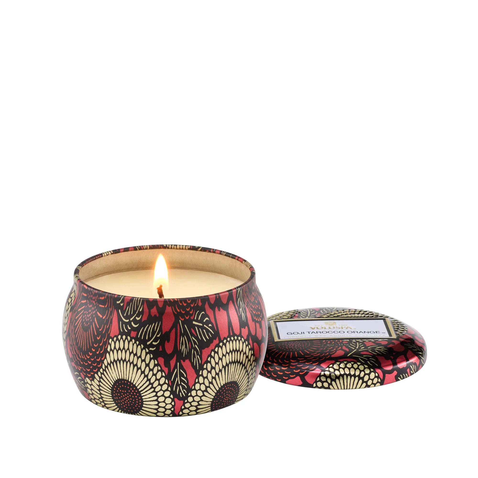 Goji & Tarocco Orange Mini Tin Candle - Natural Soy Wax Aromatherapy Candle for Home, Yoga, Meditation & Relaxation