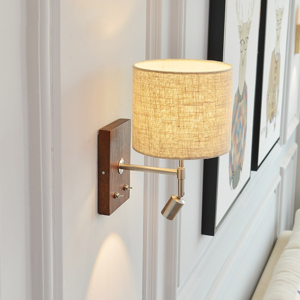 Modern Solid Wood Wall Mounted LED Reading Light - Adjustable Bedside Wall Sconce with Independent Switch Control for Bedroom, Living Room & Hallway | Perfect for Night Reading, Ambient Lighting and Home Decor