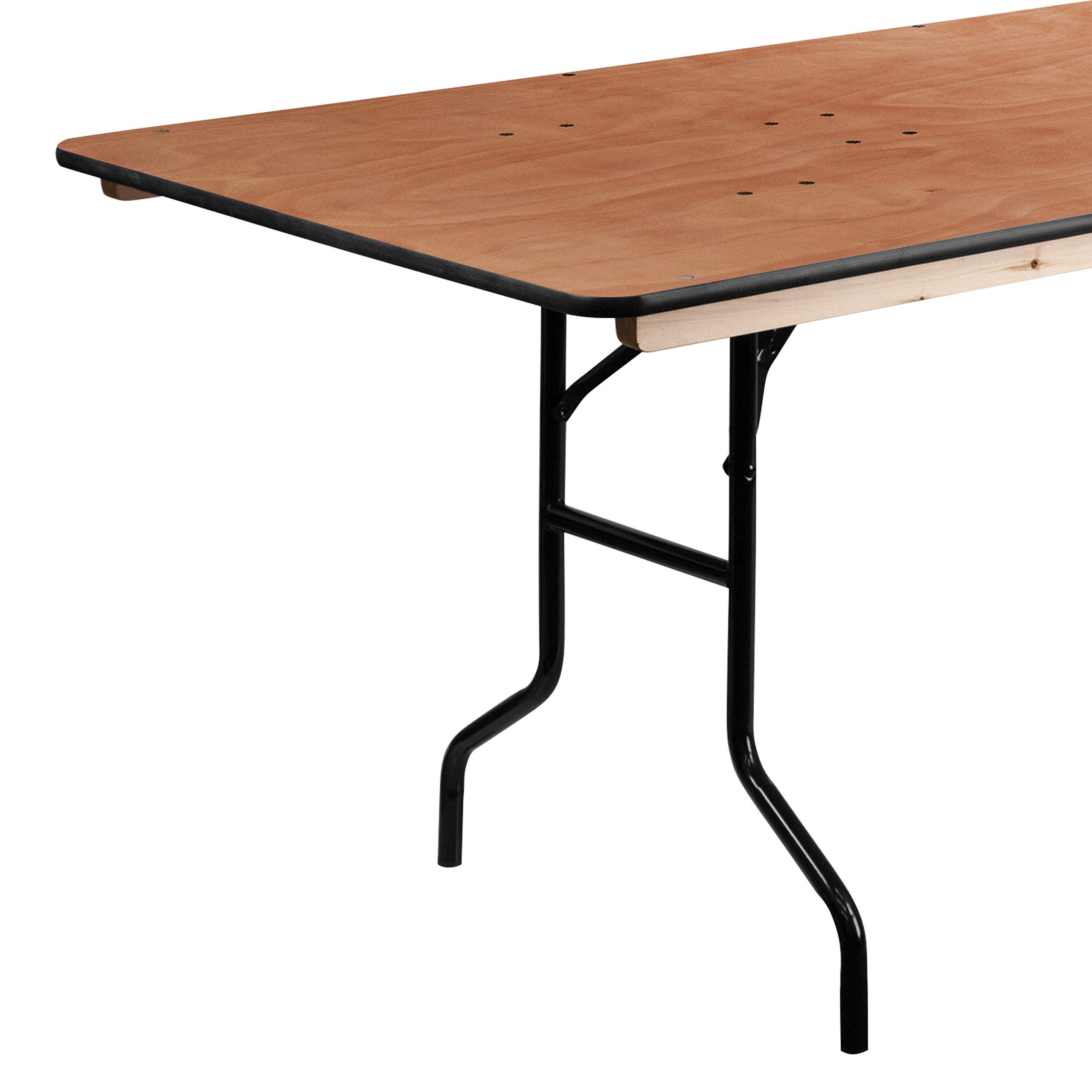 Flash Furniture Fielder 8-Foot Rectangular Wood Folding Table - Portable Banquet & Event Table with Wooden Top, Natural/Black - Perfect for Parties, Picnics, Craft Shows & Outdoor Gatherings