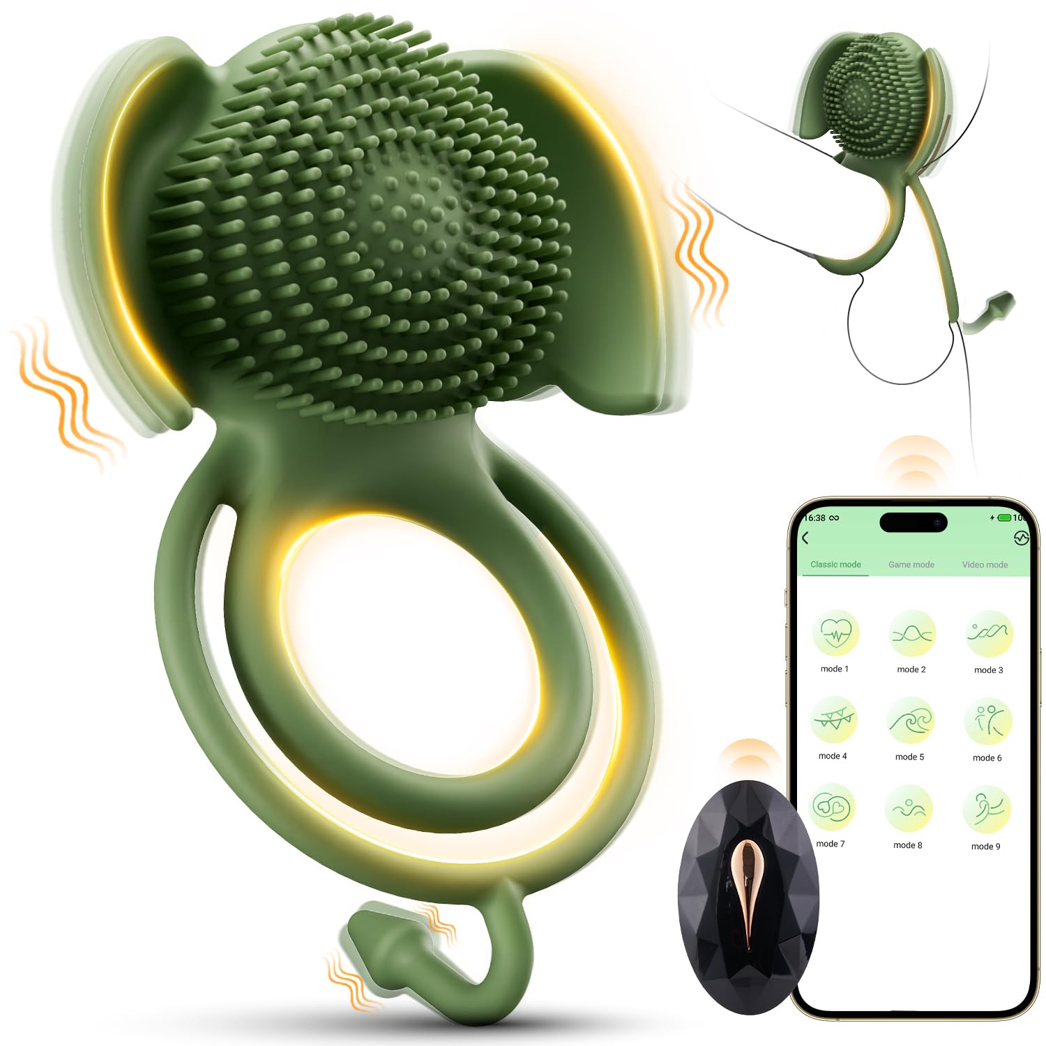 **9-Speed Vibrating Cock Ring for Men - Silicone Penis Ring with Clitoral Stimulator, APP & Remote Control - Couples Sex Toy for Enhanced Pleasure (Perfect for Foreplay & Spicing Up Relationships)**