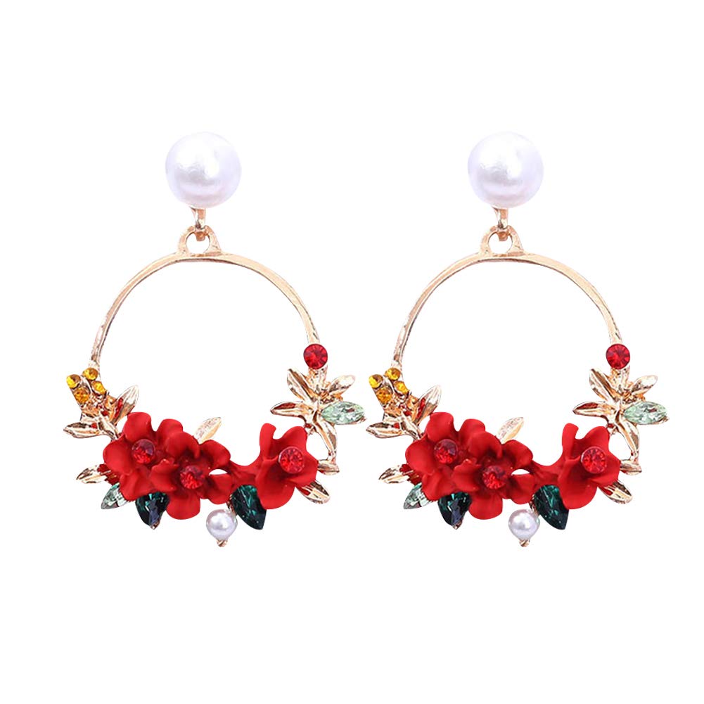 Crystal Pearl Earrings for Women - Faux Pearl & Cubic Zirconia Flower Drop Earrings Set, Elegant Stud & Circle Dangle Jewelry Gift for Girls, Women, Men | Perfect for Weddings, Parties & Everyday Wear