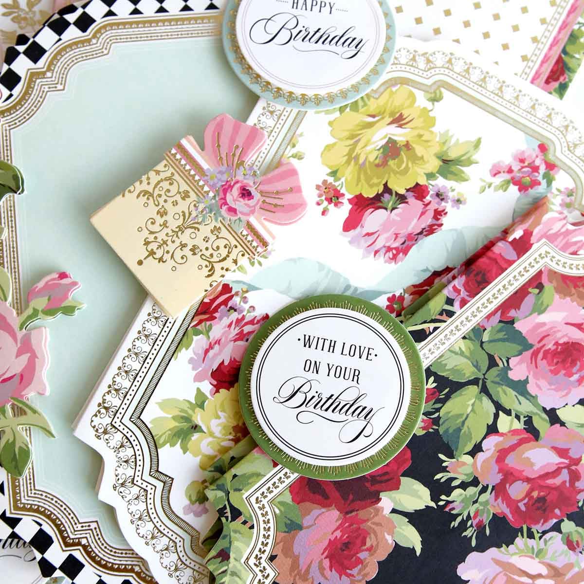 Anna Griffin Simply Birthday Card Kit - DIY 12 Unique Handmade Greeting Cards with Pre-Cut Materials, Embellishments & Satin Ribbons - Complete Step-by-Step Guide - Perfect for Birthday Parties, Crafting Gifts & Scrapbooking Projects