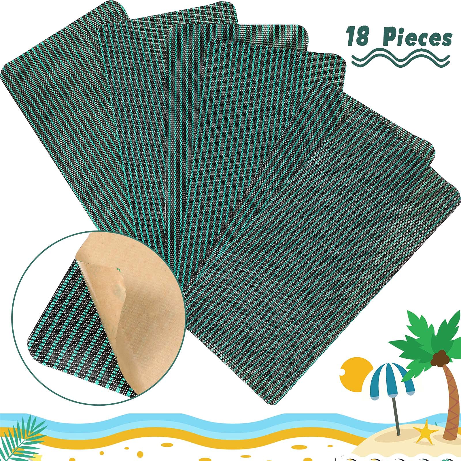 Honoson Pool Safety Cover Patch Kit - 4 x 8 Inch Green Mesh Self-Adhesive Repair Kit for Swimming Pool Covers - Fix Tears & Holes for Winter Protection