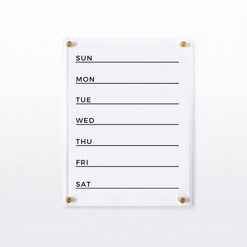 Custom Acrylic Weekly Wall Planner 2025 - Dry Erase Calendar & Undated Organizer for Home, Office, and School Planning