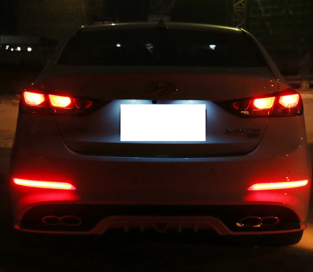 17-18 Hyundai Elantra Full LED Bumper Reflector with Sequential Turn Signal Lights - Upgrade Your Car's Rear Safety & Style for Night Driving & Custom Look