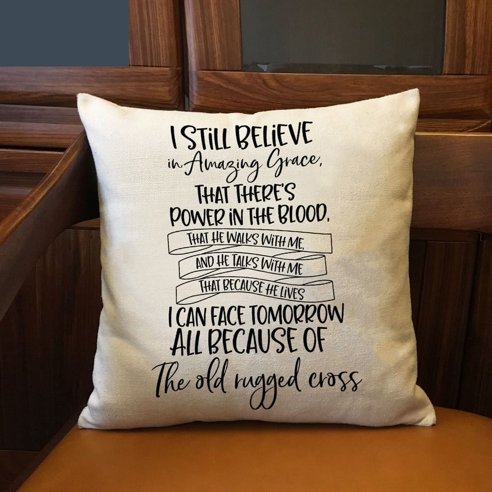 Amazing Grace Bible Quotes Christmas Pillow Cover - Religious Christian Home Decor with Inspirational Bible Verses - Perfect for Sofa, Couch, Holiday Decor & Birthday Gifts