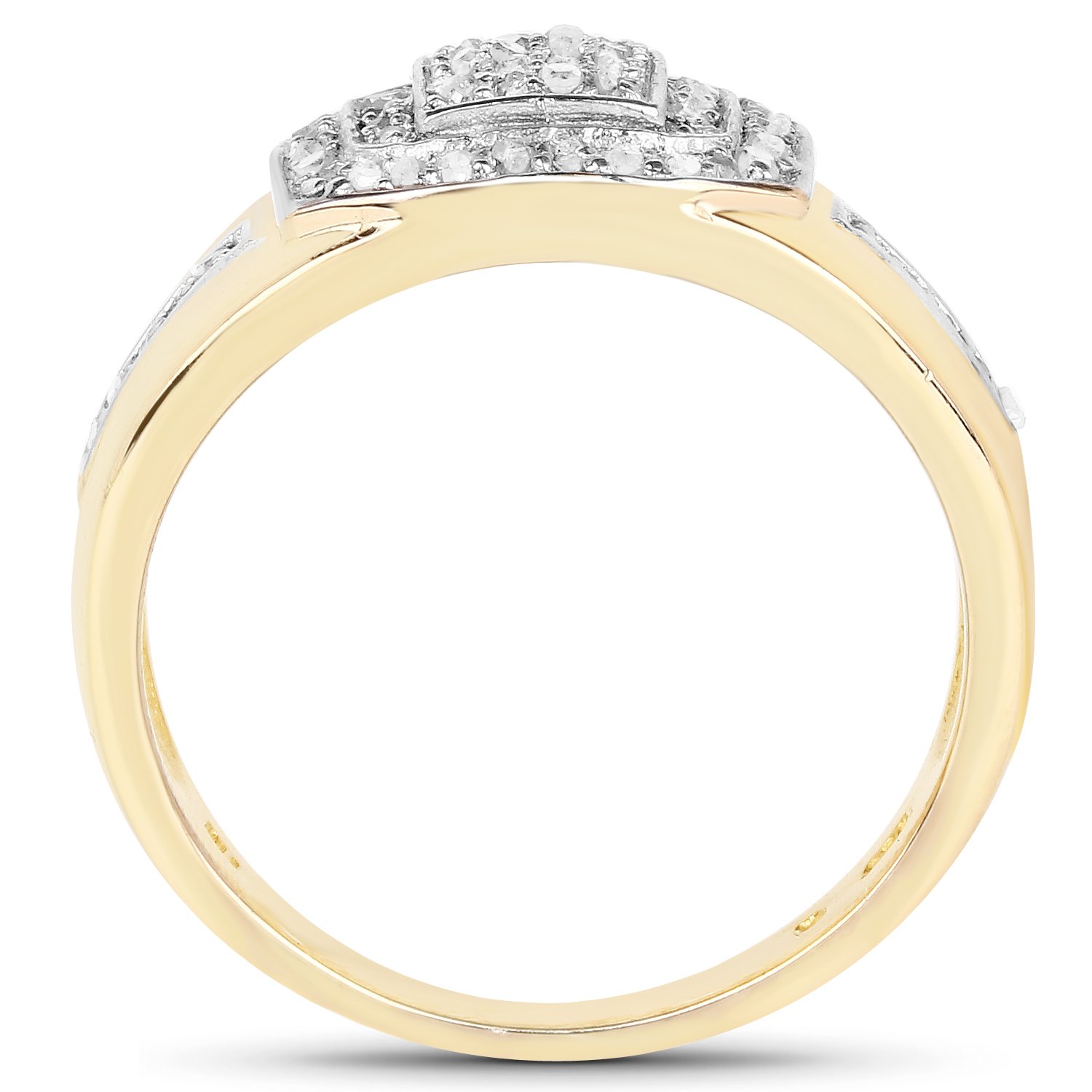 14K Yellow Gold Plated 0.29ct Genuine White Diamond 925 Sterling Silver Ring for Women - Elegant Wedding, Engagement & Anniversary Jewelry Gift
