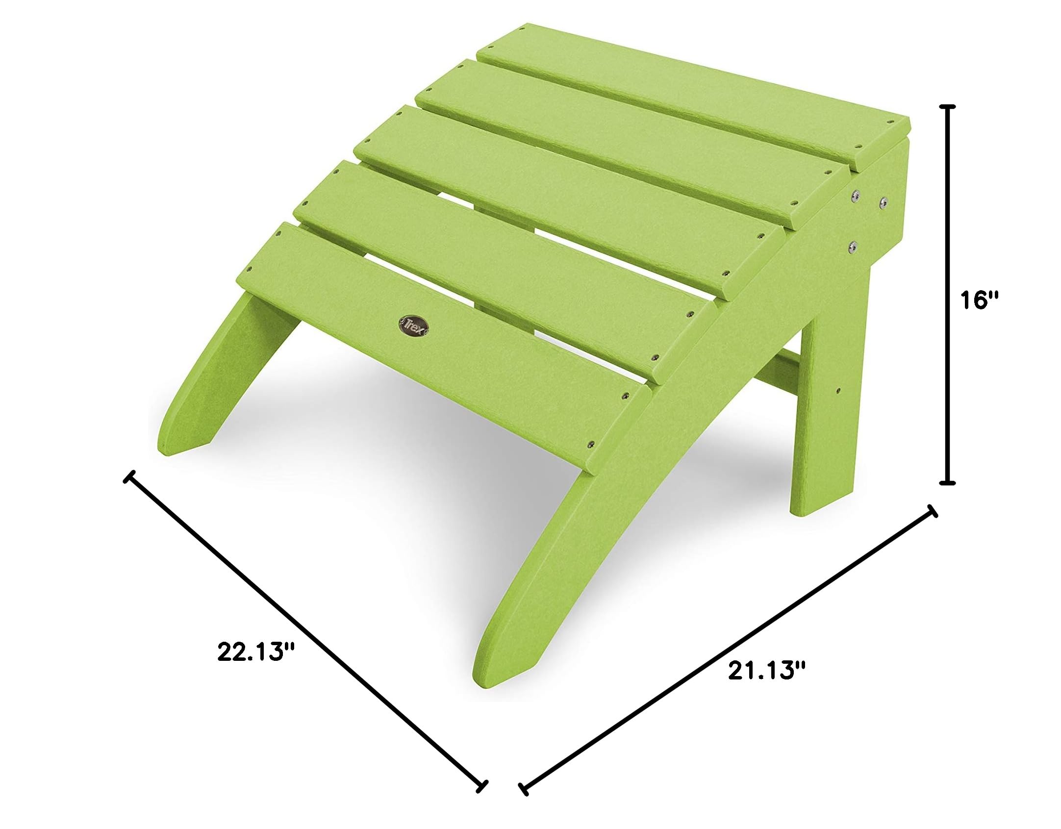 Trex Outdoor Furniture Yacht Club Ottoman in Lime Green - Weather-Resistant Patio Footrest for Poolside, Deck & Backyard Relaxation