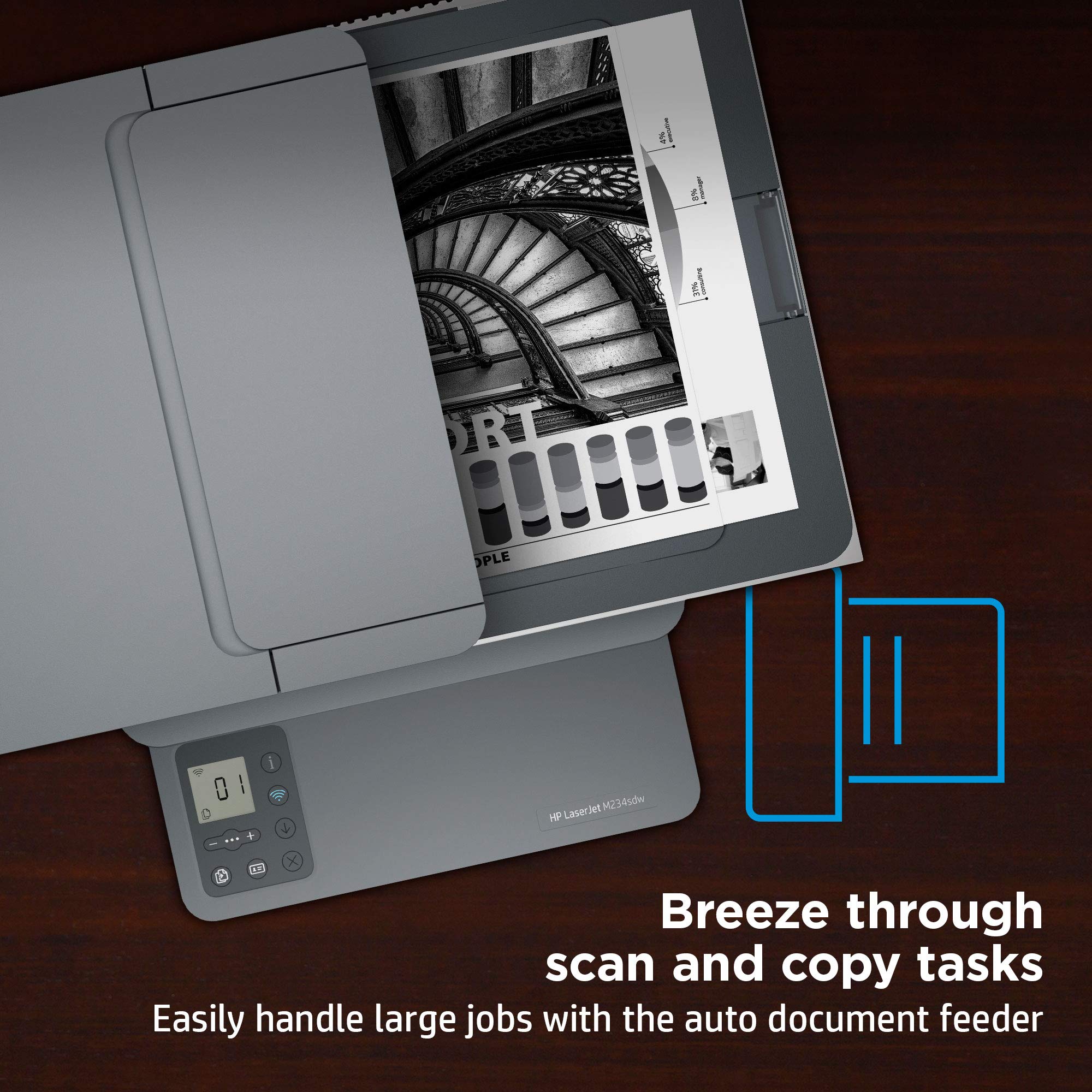 HP Laserjet MFP M234sdw Wireless Monochrome All-in-One Printer | Built-in Ethernet & Fast Duplex Printing | Instant Ink Ready | Ideal for Home Office & Small Business (Renewed) (6GX01F)