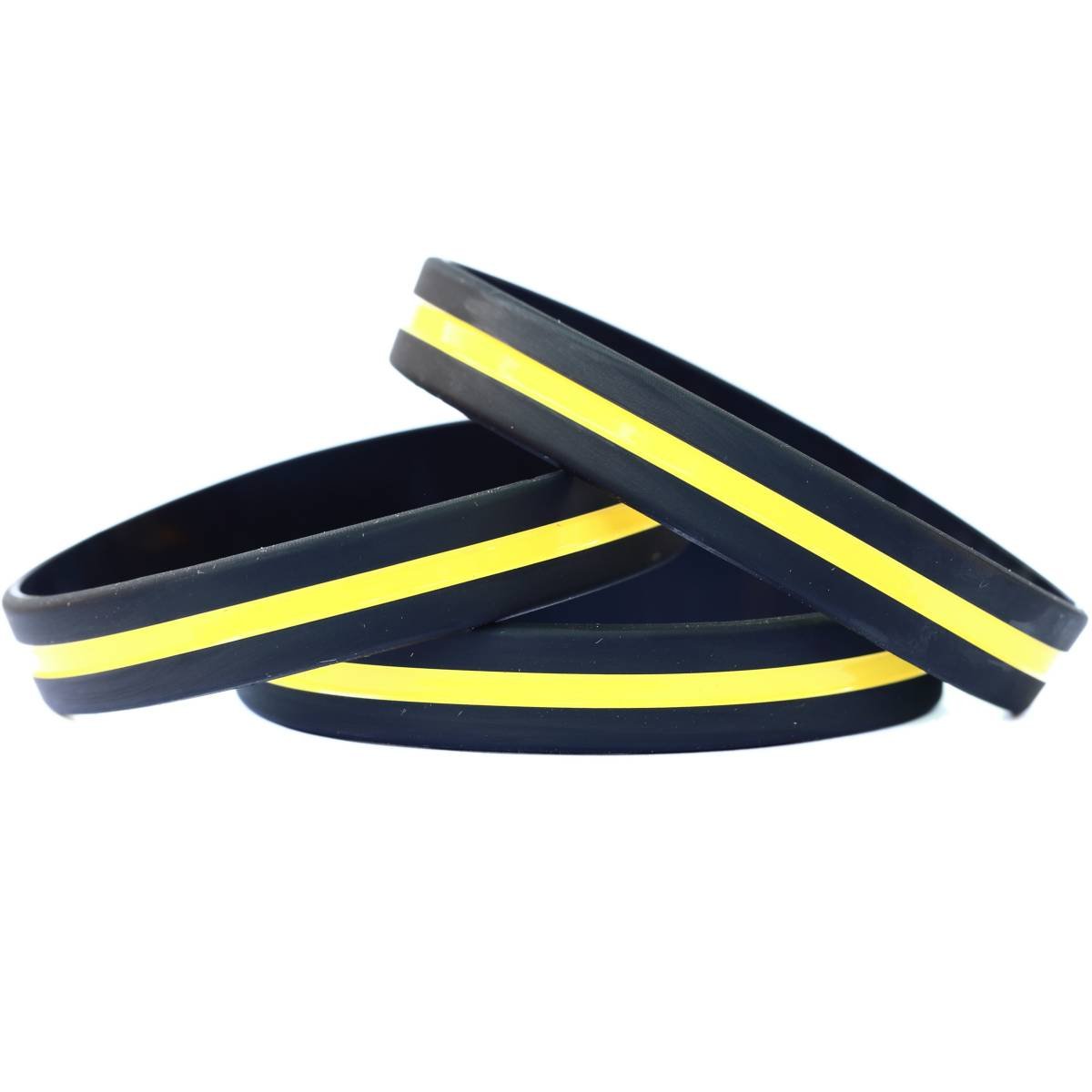 Thin Yellow Line Silicone Wristbands - Support & Awareness Bracelets for First Responders, Military & Security Personnel - Perfect for Everyday Wear, Fundraisers & Community Events