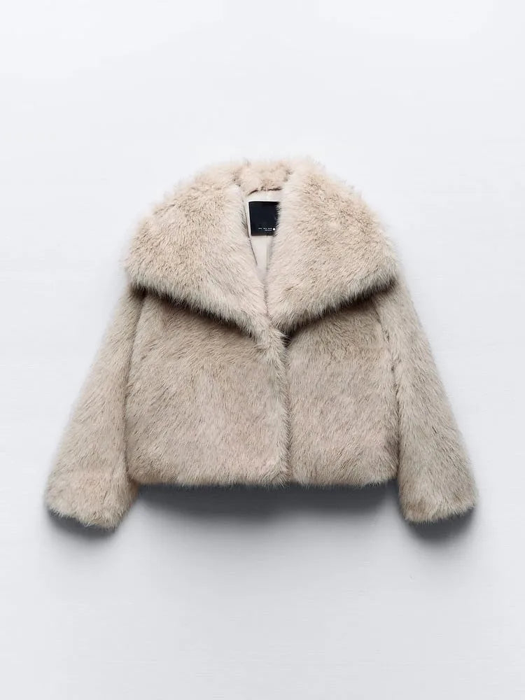 Luxury Faux Fur Women's Winter Jacket - Long Sleeve Shaggy Overcoat with Thick Warm Fox Fur, Stylish Street Outerwear for Women | Perfect for Cold Weather, Parties, and Fashion Events