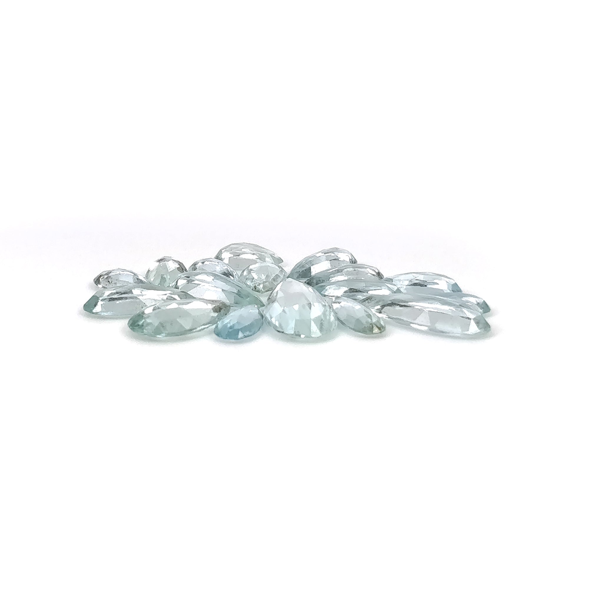 Natural Blue Aquamarine Gemstone Rose Cut - 16.05cts Untreated Pear Shape (8x5mm to 17.5x7.5mm) - 17pcs Set for Jewelry Making, Engagement Rings & Healing Crystals