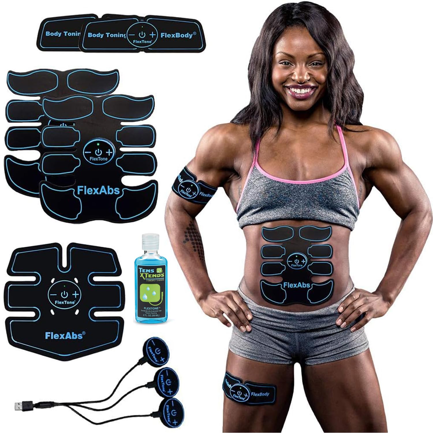 FDA Cleared Rechargeable Wireless EMS Ab Stimulator - Muscle Toner for Abs, Arms & Legs - Electronic Power Trainer for Men, Women & Bodybuilders (3 Motors) - Perfect for Home Gym Workouts & Post-Training Recovery