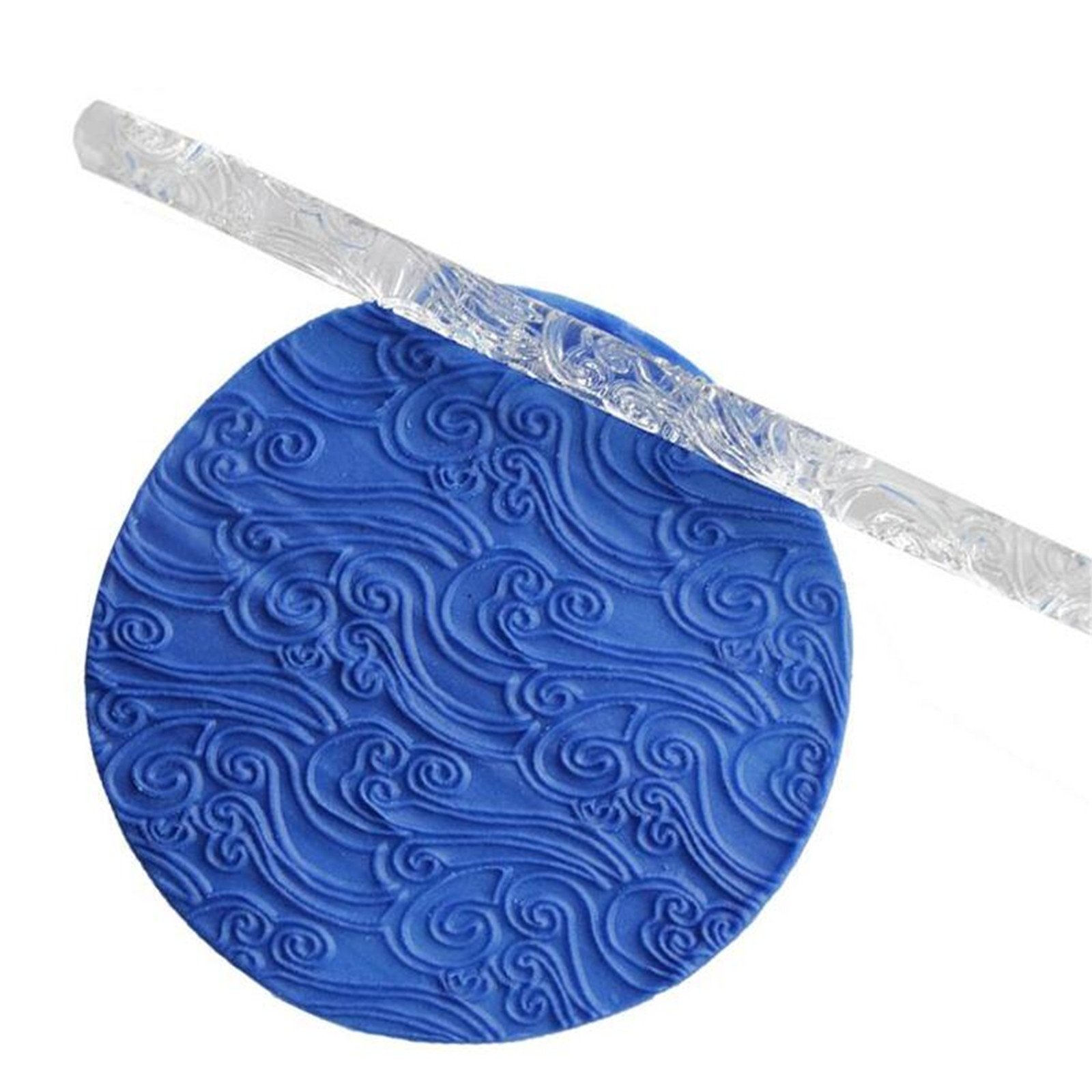 Non-Stick Acrylic Sea Wave Texture Rolling Pin for Baking, Cake Decorating & Pastry - 16 x 1 cm Transparent Kitchen Tool (Ideal for Fondant, Cookie Dough & Pie Crust)