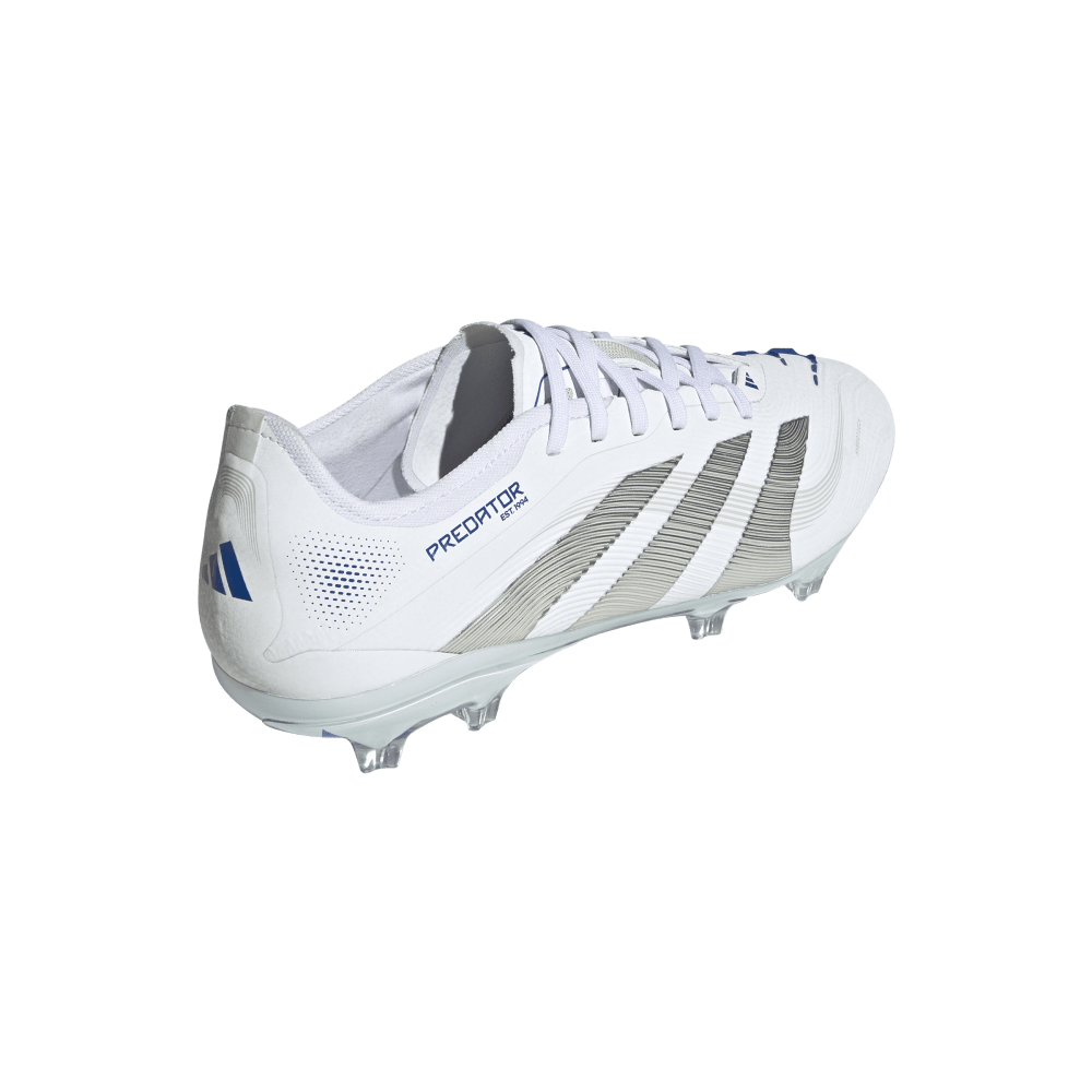 Adidas Predator Pro FG Soccer Cleats for Men - White/Silver Metallic/Bright Royal - Firm Ground Football Boots for Professional Play & Training