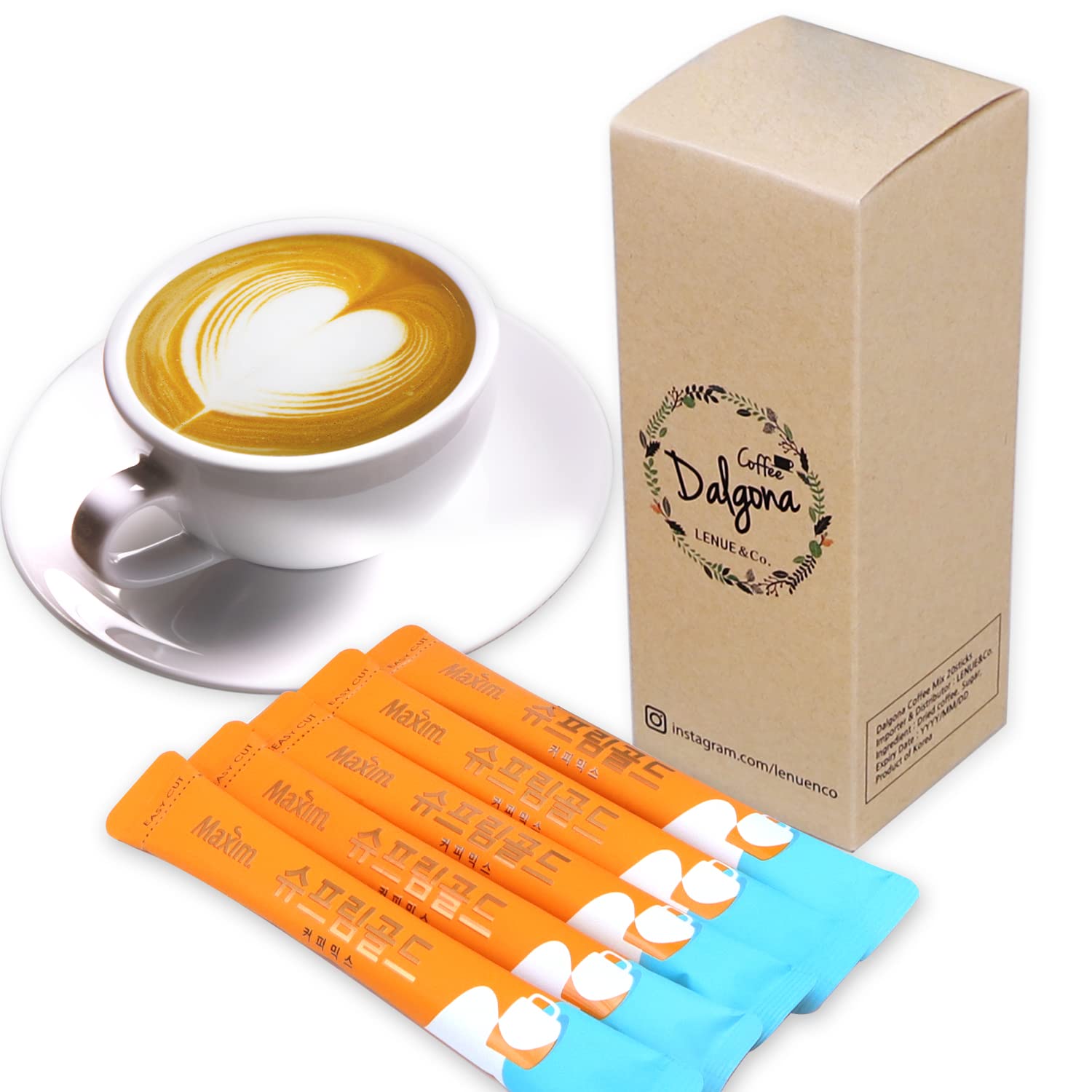 Maxim Supreme Gold Coffee - Premium Korean 3-in-1 Instant Coffee Latte Mix (20 Sticks) - Perfect for Office, Travel & Home Brewing