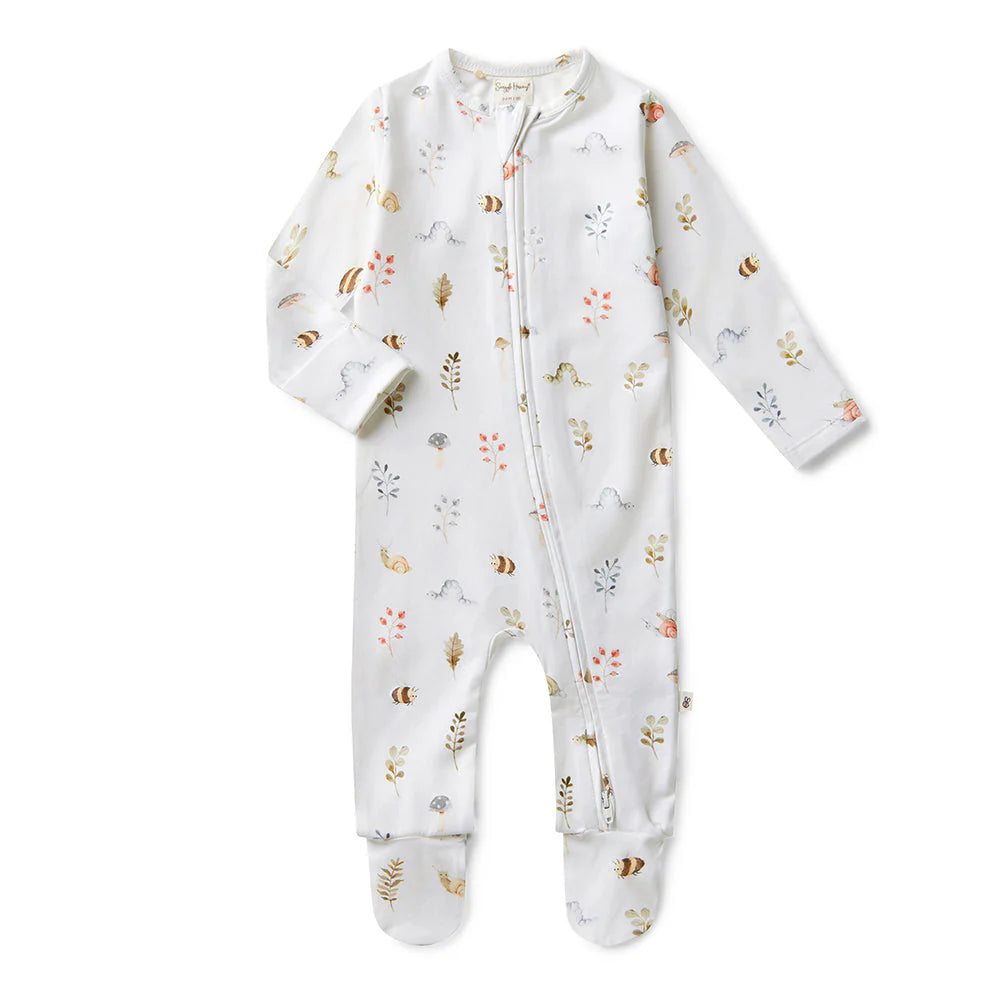 Organic Baby Sleepsuit with Zip - Snuggle Hunny Garden Friends Footie Pajamas for Cozy Nights & Playtime