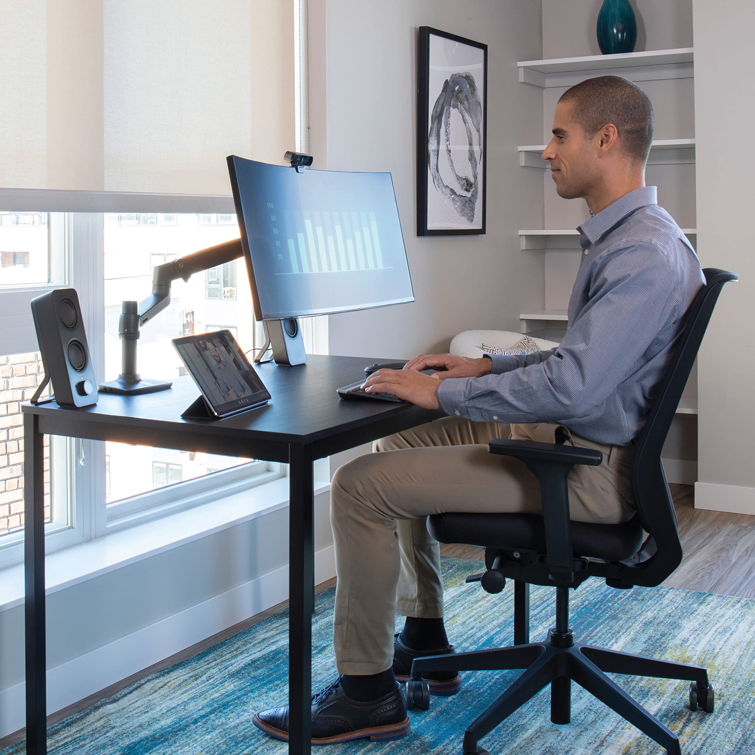 Ergotron LX Single Monitor Arm - Adjustable Desk Mount for 34