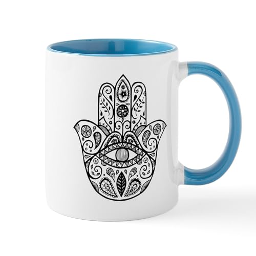 White/Blue Inside - The Hamsa Hand Mugs