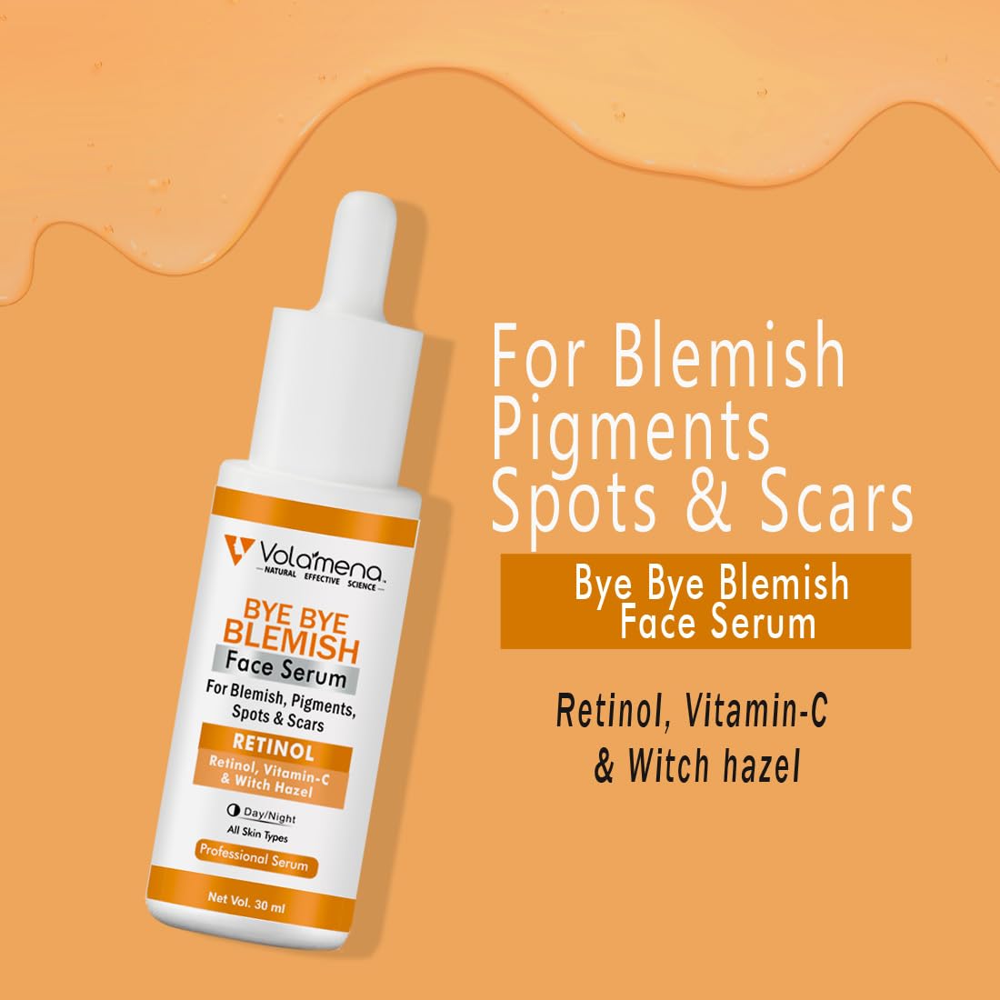Volamena Bye Bye Blemish Face Serum - Vitamin C Treatment for Pigmentation & Dark Spots, Brightening Facial Care (30ml) | Perfect for Daily Skincare Routine & Evening Skin Repair