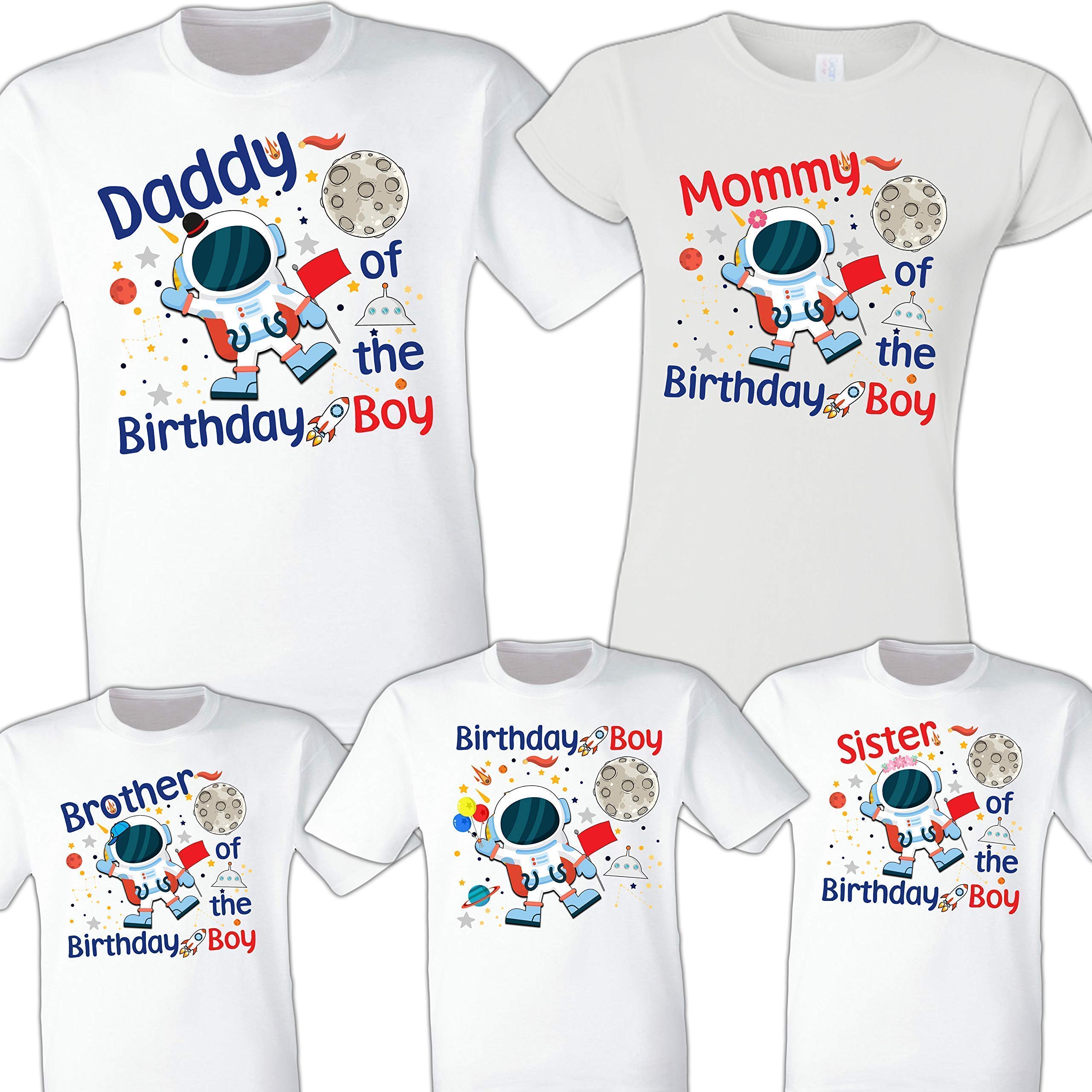 Custom Personalized Astronaut Space T-Shirts - Solar System Planets Moon Design for Boys - Perfect for Birthday Parties, Family Reunions & Space-Themed Celebrations