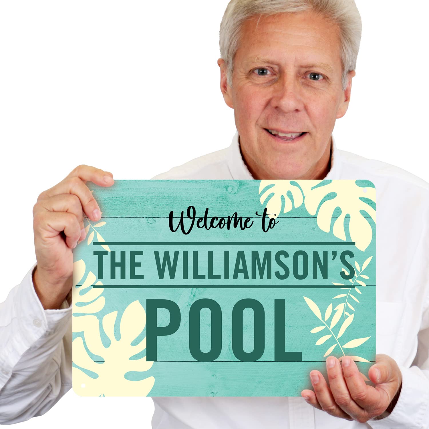 Custom Welcome To The Pool Sign - Personalized Rustproof Aluminum Pool Sign (40 mil with Clear Overcoat) | Durable Outdoor Patio & Pool Decor | Made in USA | Perfect for Backyard Parties, Swimming Pool Entrance & Summer Decorations