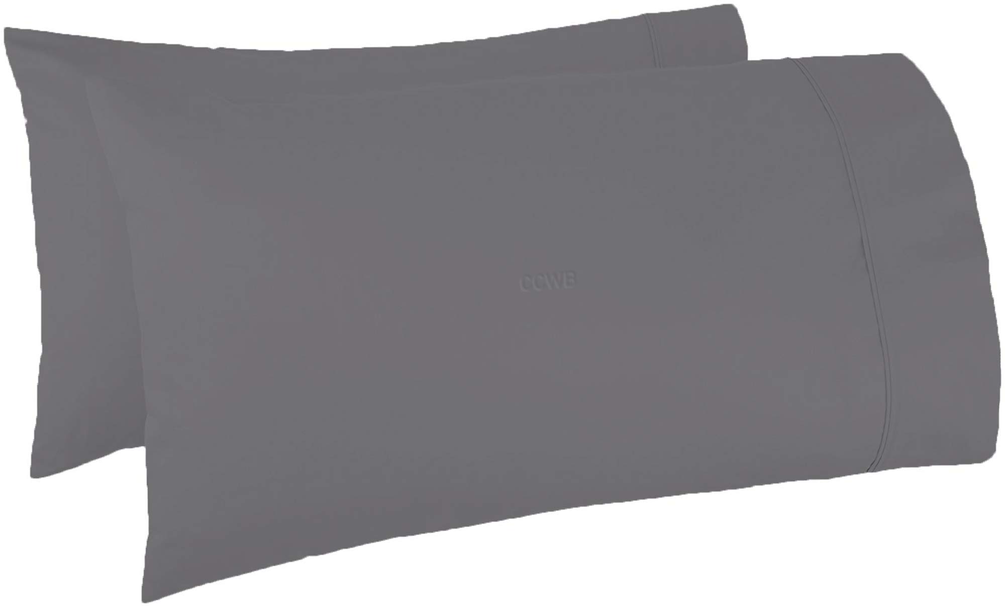 Premium Oversized Pillowcase for King Size Pillows - 100% Egyptian Cotton 600 Thread Count Luxury Bedding - Dark Grey - Fits Extra Fluffy & Tall Pillows - Perfect for Bedrooms, Guest Rooms & Cozy Lounging