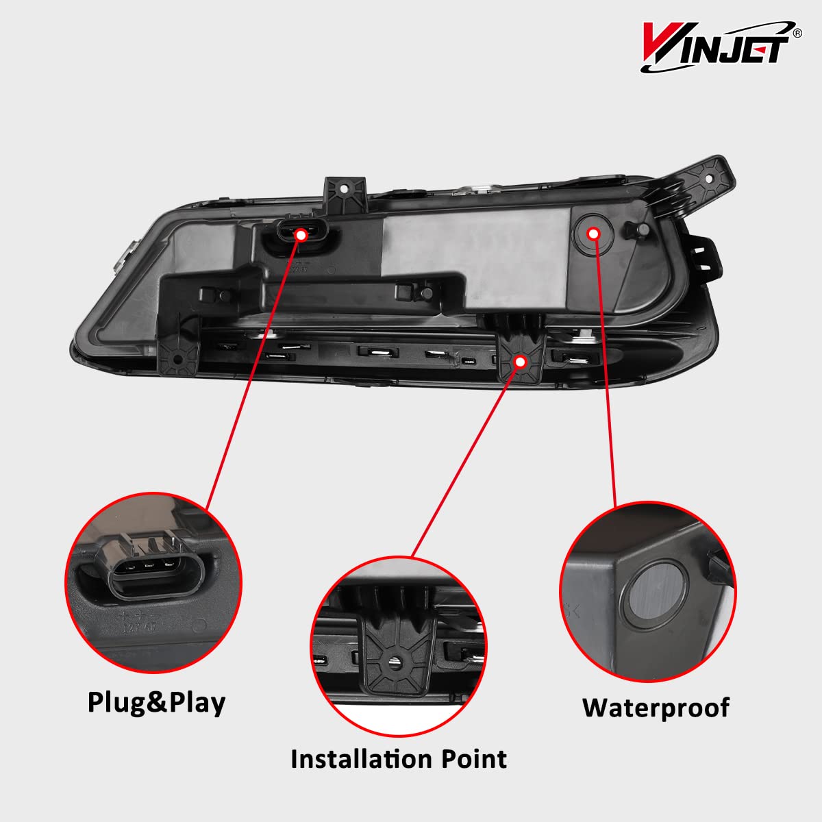 Winjet LED Fog Light Kit - OEM Replacement for 2014-2020 Chevy Impala - Smoke Lens Fog Lamps with Bezel, Wiring & Switch - Enhanced Visibility for Night Driving & Bad Weather Conditions
