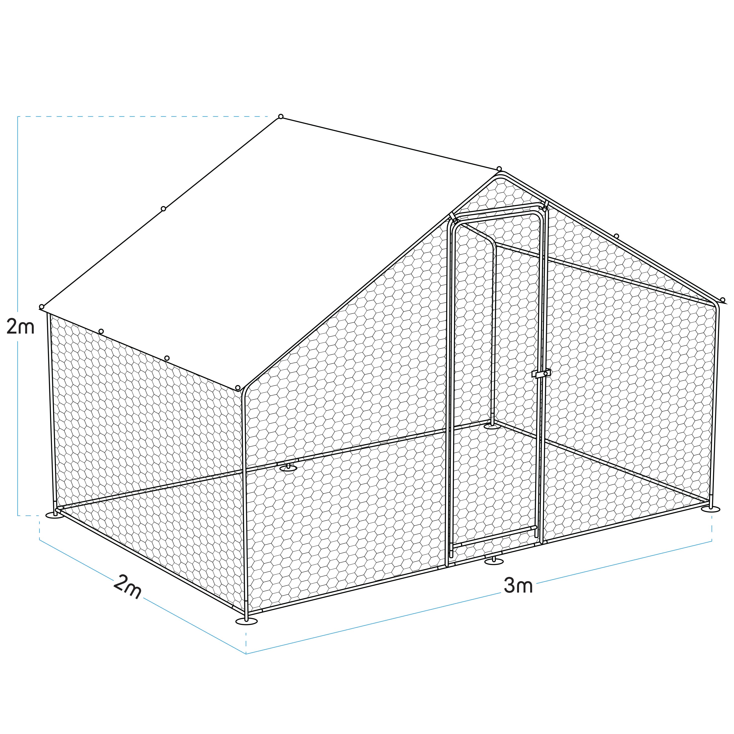 3x2x2m Galvanized Steel Walk-In Chicken Coop with Roof Cover & PVC Coated Wire - Secure Poultry Enclosure for Backyard Chickens, Ducks, and Small Animals | Ideal for Outdoor Farm, Garden, and Pet Protection