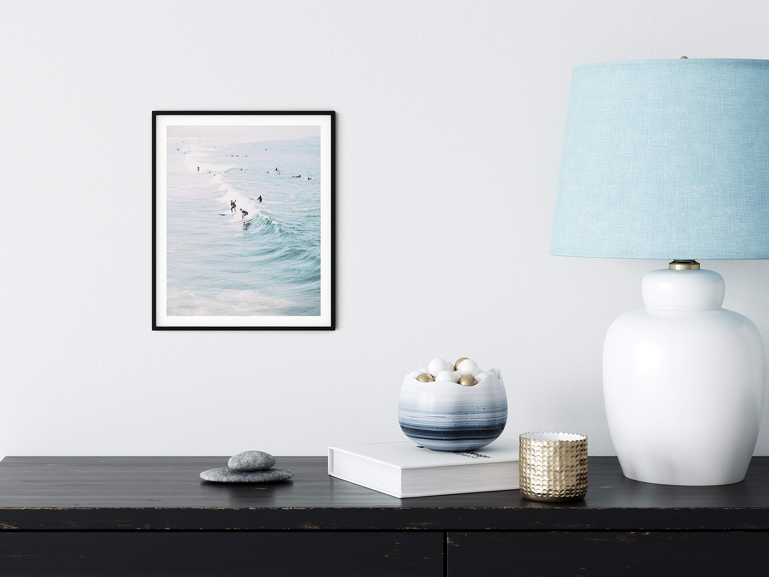 Leaf Prints and Blue Beach Prints Bundle - Tropical Themed Wall Art Decor for Living Room, Bedroom & Office - Perfect for Coastal, Boho & Nautical Home Decor Styles
