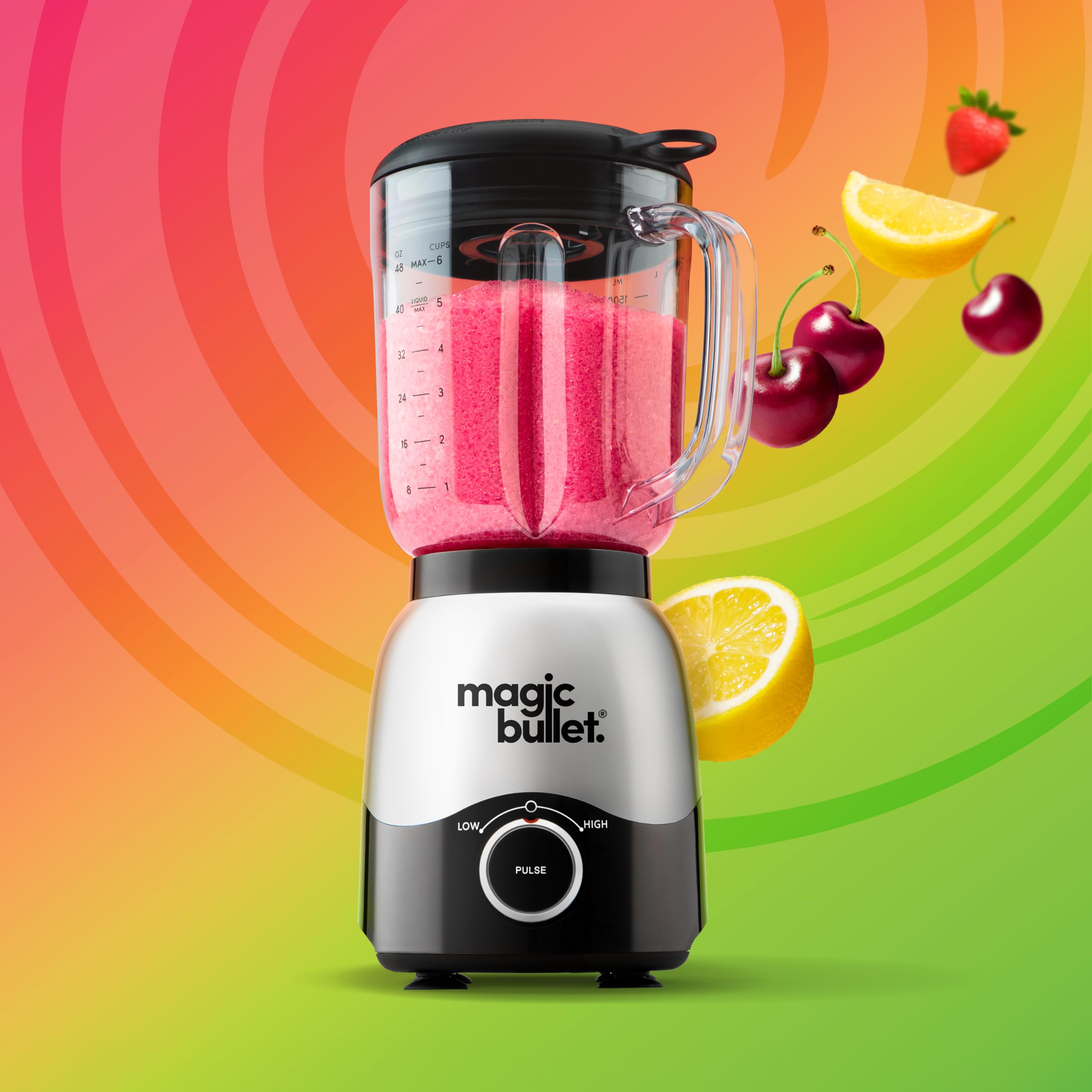 Magic Bullet Blender 48oz Pitcher with Simple Speed Dial - MBF50100 | Compact Personal Blender for Smoothies, Shakes & Food Prep | Perfect for Kitchens, Offices & Small Spaces