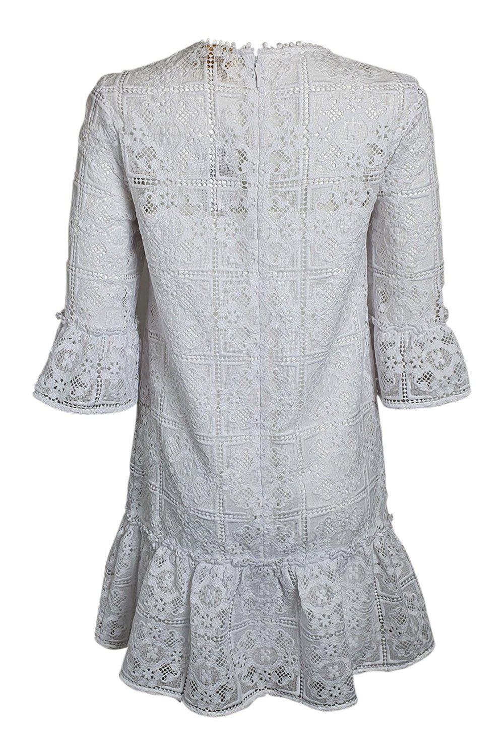 KATE SPADE New York White Scenic Route Lace Flounce Shift Dress - Women's Summer Floral Dress for Wedding & Party (US 0 | UK 6) | Perfect for Bridal Shower, Garden Party & Cocktail Events